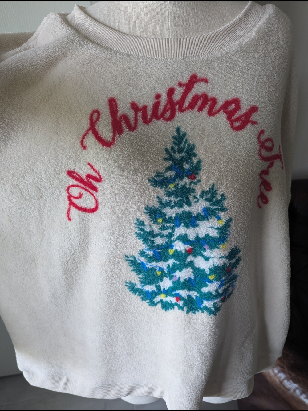 Holiday Time Cream Fleece Sweatshirt with Red Logo